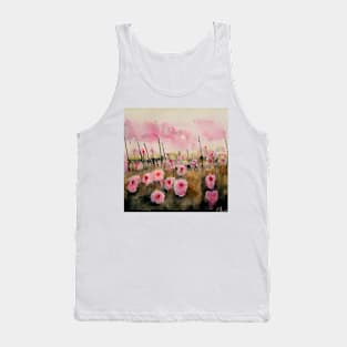 Cute pink watercolor flower field Tank Top